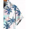 Vacation Couple Outfit Coconut Tree Leaf Print Cold Shoulder Dress and Shirt Set - Bleu clair S | US 4