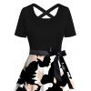 Robe de vacances imprimée colorblock avec ceinture croisée - Noir S | US 4