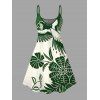 Robe de vacances à imprimé floral et feuilles, robe à bretelles spaghetti colorblock - PLANT GREEN XXXXXL | US 20