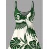 Robe de vacances à imprimé floral et feuilles, robe à bretelles spaghetti colorblock - PLANT GREEN XXXXXL | US 20