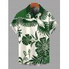 Chemise de vacances pour homme, imprimé fleurs et feuilles, colorblock, boutonnée - PLANT GREEN L