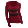 Daily Outfit Colorblock Striped Print Sweater Fleece-Lined Leggings and Boots Set - Rouge Vineux S | US 4