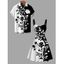 Vacation Couple Outfit Contrast Color Flower Leaf Print Dress and Shirt Set - Noir S | US 4