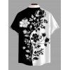 Vacation Couple Outfit Contrast Color Flower Leaf Print Dress and Shirt Set - Noir S | US 4