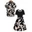 Vacation Couple Outfit Colorblock Printed Crossover Belt Dress and Shirt Set - Noir S | US 4
