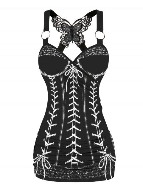 Débardeur printanier à lacets et nœud papillon imprimé 3D