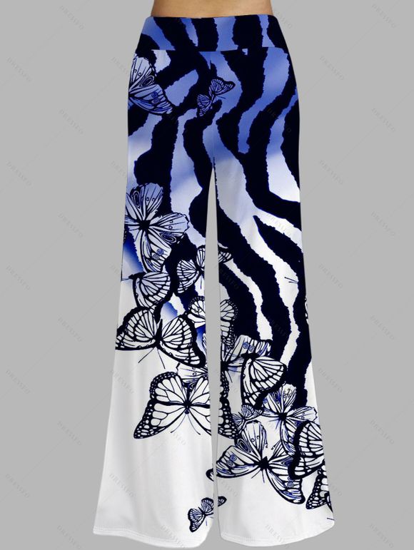 Pantalon large de vacances imprimé papillon ombré - Bleu profond S | US 4