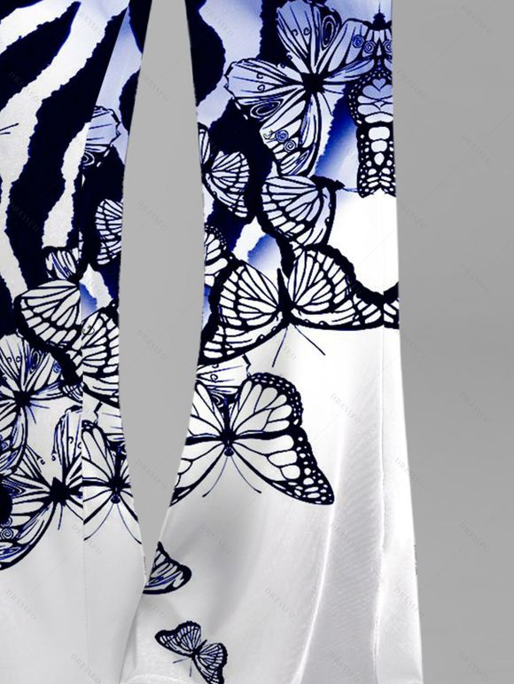 Vacation Outfit Butterfly Printed Ombre Tank Top and Wide Leg Pants Set - Bleu profond S | US 4