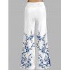 Pantalon large de vacances à imprimé papillons et fleurs de pêcher - Blanc XL | US 12