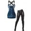 Spring Outfit Star Denim 3D Print Butterfly Lace Tank Top and Zipper Leggings Set - Bleu profond S | US 4