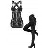 Spring Outfit Lace Up Bowknot 3D Print Butterfly Lace Tank Top and Leggings Set - Noir S | US 4