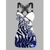 Vacation Outfit Butterfly Printed Ombre Tank Top and Wide Leg Pants Set - Bleu profond S | US 4