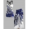 Vacation Outfit Butterfly Printed Ombre Tank Top and Wide Leg Pants Set - Bleu profond S | US 4