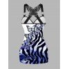 Vacation Outfit Butterfly Printed Ombre Tank Top and Wide Leg Pants Set - Bleu profond S | US 4
