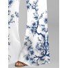 Vacation Outfit Peach Blossom Print Butterfly Lace Tank Top and Wide Leg Pants Set - Blanc S | US 4
