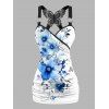 Vacation Outfit Flower Print Butterfly Lace Tank Top and Wide Leg Pants Set - Blanc S | US 4