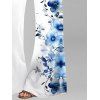 Vacation Outfit Flower Print Butterfly Lace Tank Top and Wide Leg Pants Set - Blanc S | US 4
