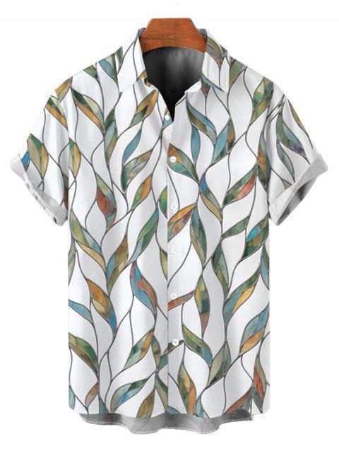 Chemise de vacances pour homme, chemise boutonnée à imprimé feuilles