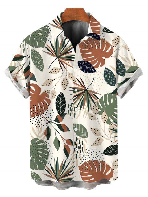 Chemise de vacances pour homme, chemise boutonnée à imprimé feuilles colorées