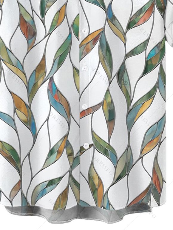 Chemise de vacances pour homme, chemise boutonnée à imprimé feuilles - Vert clair 3XL