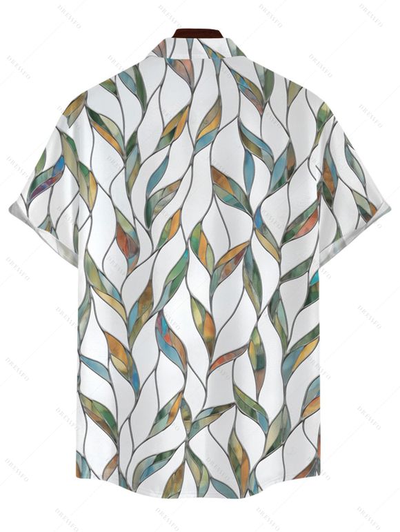 Vacation Couple Outfit Leaf Printed Colorblock Midi Dress and Shirt Set - Vert clair S | US 4