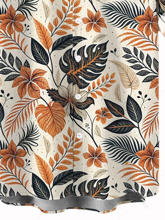 Chemise de vacances pour homme à imprimé floral et feuilles, boutonnée - multicolor A 2XL