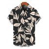 Chemise de vacances pour homme, imprimé feuilles intégral, boutonnée - Noir S