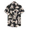 Chemise de vacances pour homme, imprimé feuilles intégral, boutonnée - Noir S
