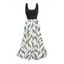Robe de vacances imprimée feuilles, robe midi colorblock - Noir XXL | US 14