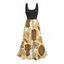 Robe de vacances à imprimé floral ethnique colorblock, robe midi - FLAXSEED YELLOW XXL | US 14