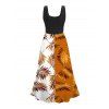 Robe de vacances midi à imprimé feuilles contrastées - Noir M | US 6