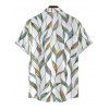 Chemise de vacances pour homme, chemise boutonnée à imprimé feuilles - Vert clair 3XL