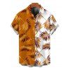 Chemise de vacances pour homme, chemise boutonnée à imprimé feuilles contrasté - multicolor 3XL