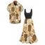 Vacation Couple Outfit Floral Ethnic Print Colorblock Midi Dress and Shirt Set - FLAXSEED YELLOW S | US 4
