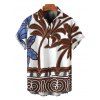 Chemise de vacances pour homme, chemise boutonnée à imprimé arbre colorblock - Blanc XL
