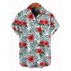 Chemise de vacances pour homme, imprimé floral et feuilles, à boutons - Blanc XL