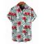 Chemise de vacances pour homme, imprimé floral et feuilles, à boutons - Blanc XL