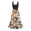 Robe de vacances à imprimé floral intégral et colorblock, robe midi - multicolor A M | US 6
