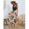 Robe de vacances à imprimé floral intégral et colorblock, robe midi - multicolor A M | US 6