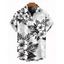 Chemise de vacances pour homme, imprimé floral et feuilles, col rabattu - Blanc 5XL