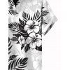 Chemise de vacances pour homme, imprimé floral et feuilles, col rabattu - Blanc 5XL