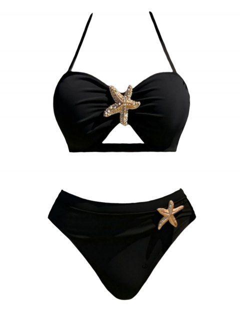 Ensemble maillot de bain bikini de plage, soutien-gorge à découpe étoile de mer et culotte échancrée