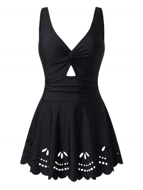 Maillot de bain une pièce de plage, couleur unie, ajouré, pour les vacances