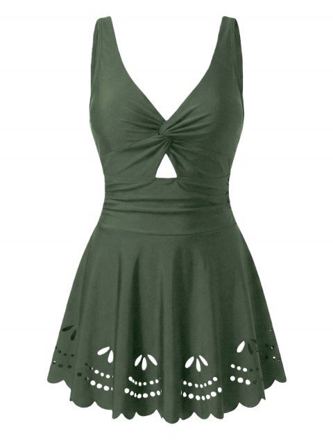 Maillot de bain une pièce de plage, couleur unie, ajouré, pour les vacances