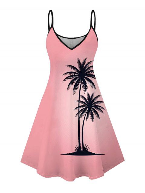 Robe de vacances à imprimé ombré cocotier et fines bretelles