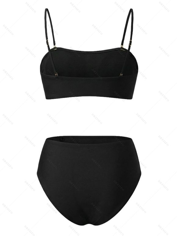 Ensemble maillot de bain bikini de plage avec soutien-gorge à découpe étoile de mer et culotte échancrée - Noir XL | US 10