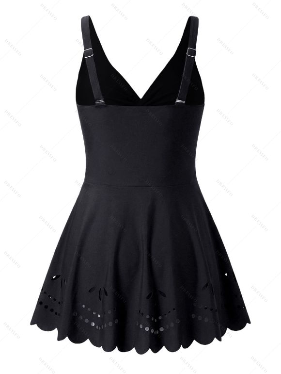 Maillot de bain une pièce de plage, couleur unie, ajouré, pour les vacances - Noir XL | US 10