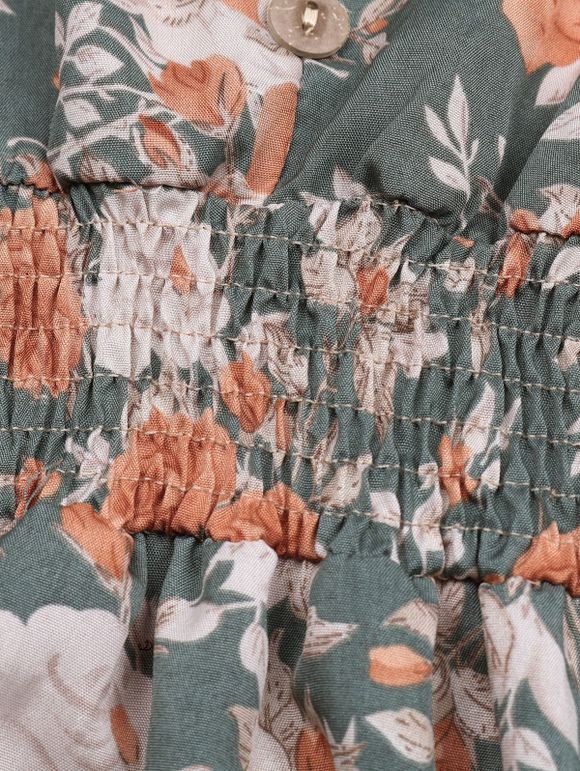 Robe de vacances imprimée de fleurs, à volants et col en V - Vert clair XL | US 10