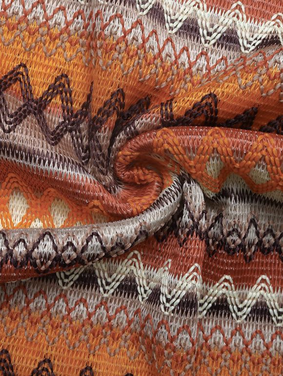 Robe longue fendue à imprimé ethnique zigzag, idéale pour les vacances - Orange XL | US 10