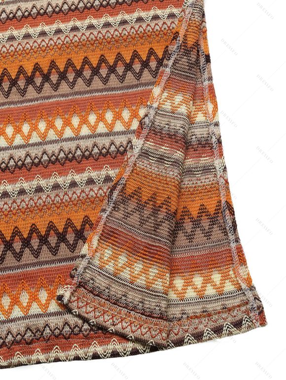 Robe longue fendue à imprimé ethnique zigzag, idéale pour les vacances - Orange XL | US 10